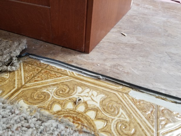 Floor after wall removed close up